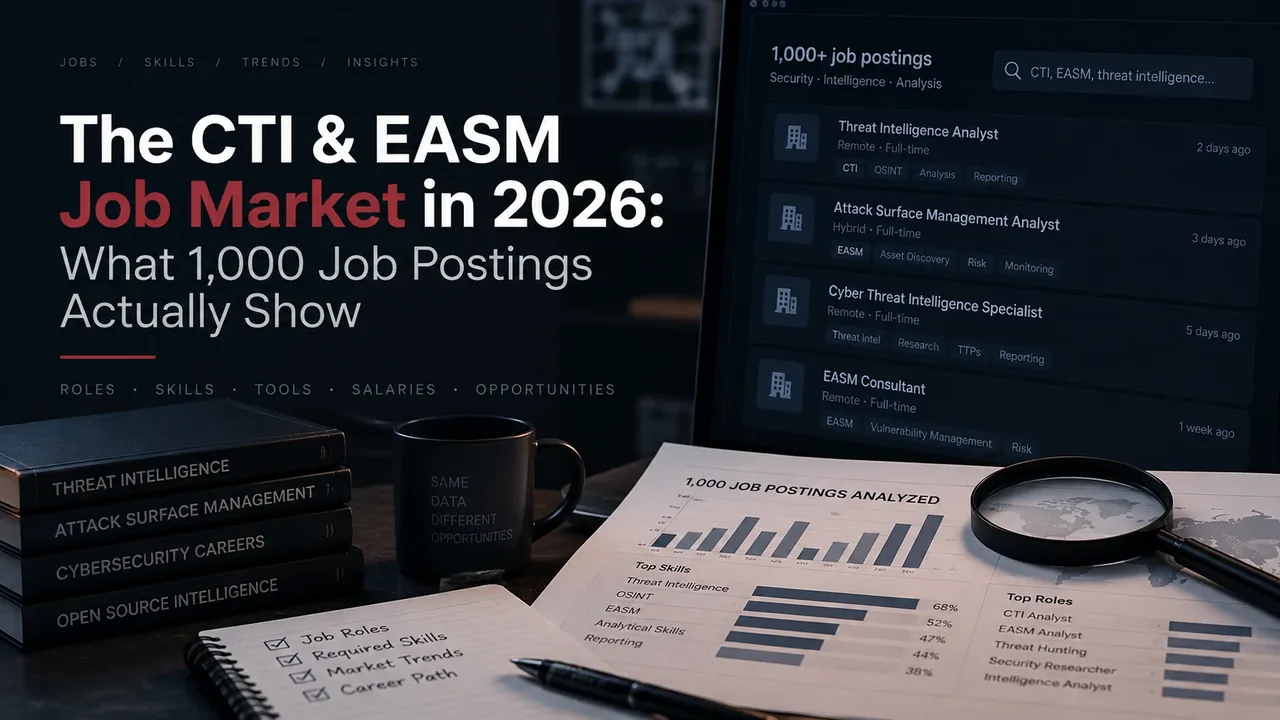 CTI Academy research graphic: The CTI and EASM job market in 2026, what 1,000 job postings actually show