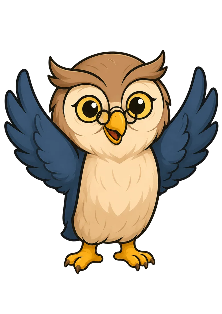 CTI Academy owl mascot waving