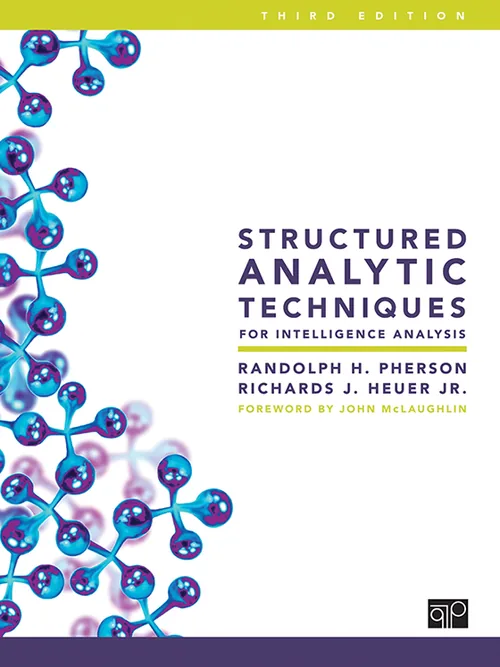 Book cover of Structured Analytic Techniques for Intelligence Analysis by Richards J. Heuer Jr. and Randolph H. Pherson